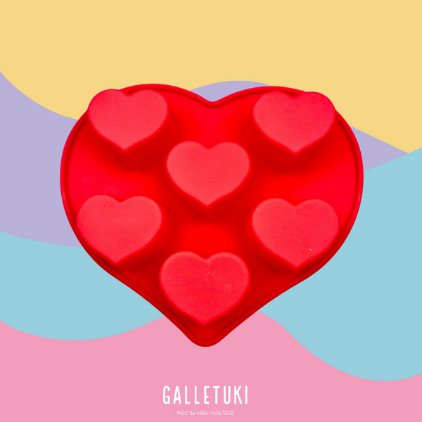 Molde de silicón - Corazón con corazones medianos