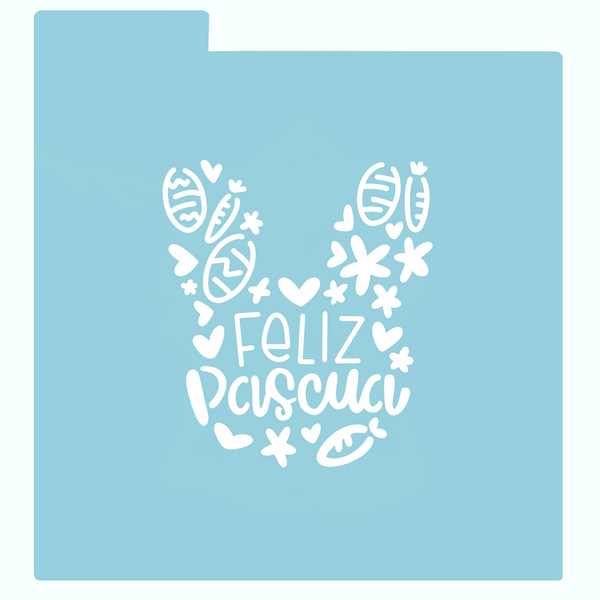 Stencil - Carita adornada felices pascuas