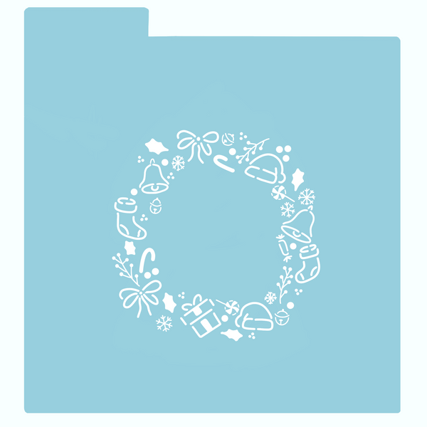 Stencil - Corona elementos navideños