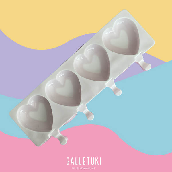 Molde de silicón - Paletas chubby heart grandes
