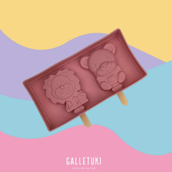 Molde de silicón - Paleta león y osito