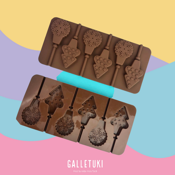 Molde de silicón - Paletas de esferas navideñas