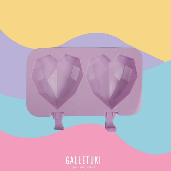 Molde de silicón - Corazón Geométrico paletas