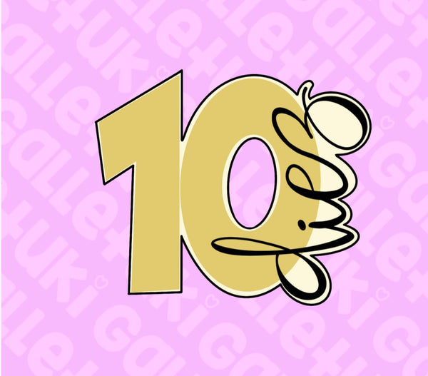 Cortador - Número diez con letra cursiva