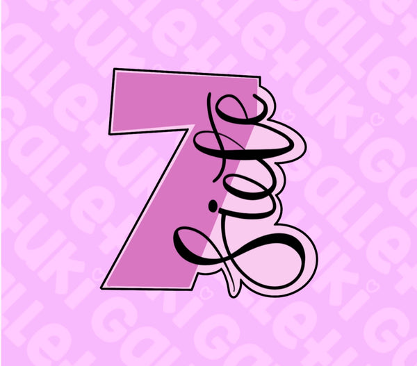 Cortador - Número siete con letra cursiva